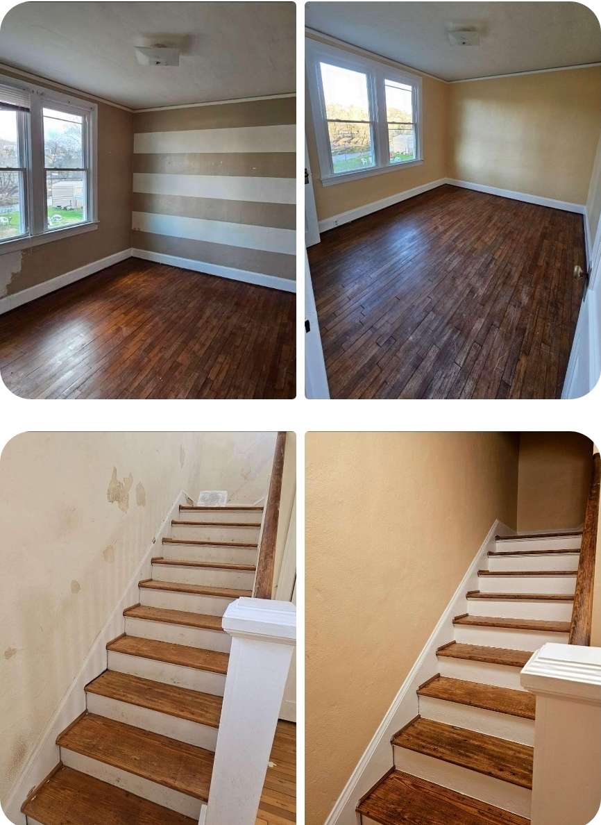Striped walls and stairway transformation